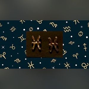 Pisces Gold Stud Earrings